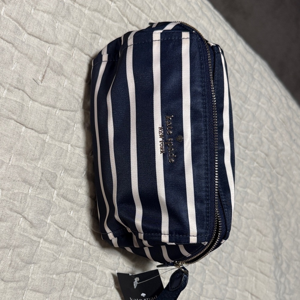Kate Spade Navy and White Striped Toiletry Bag